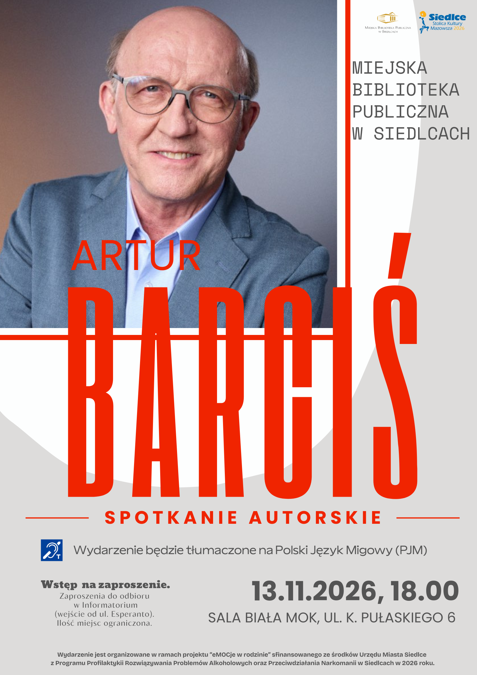 Plakat spotkanie z Arturem Barcisiem