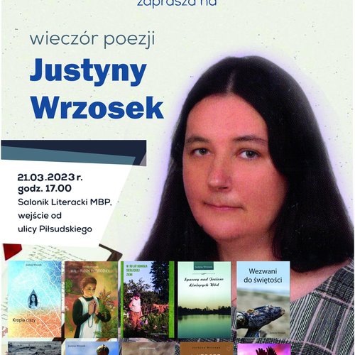 Obraz główny aktualności o tytule Wieczór poezji Justyny Wrzosek 