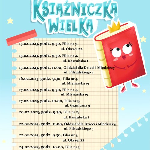 Obraz główny aktualności o tytule Ferie w Bibliotece z Książniczką Wielką 