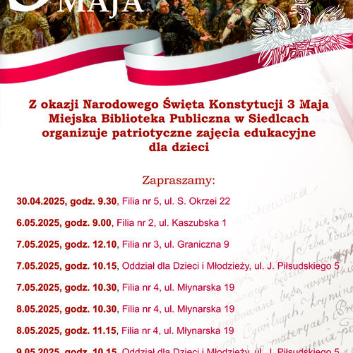 Obraz główny aktualności o tytule Zajęcia edukacyjne z okazji Narodowego Święta Konstytucji 