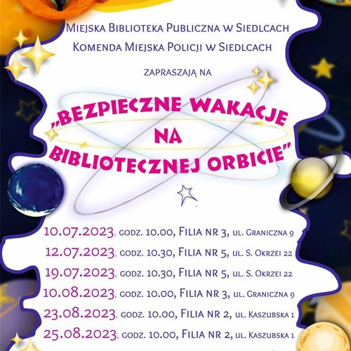 Obraz główny aktualności o tytule Bezpieczne wakacje na bibliotecznej orbicie 